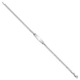 14k WG Soft Diamond Shape Flat Curb Link ID Bracelet